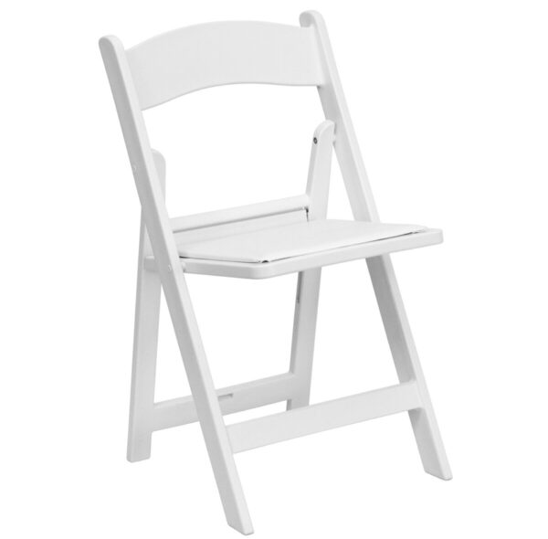 Resin padded white folding chairs